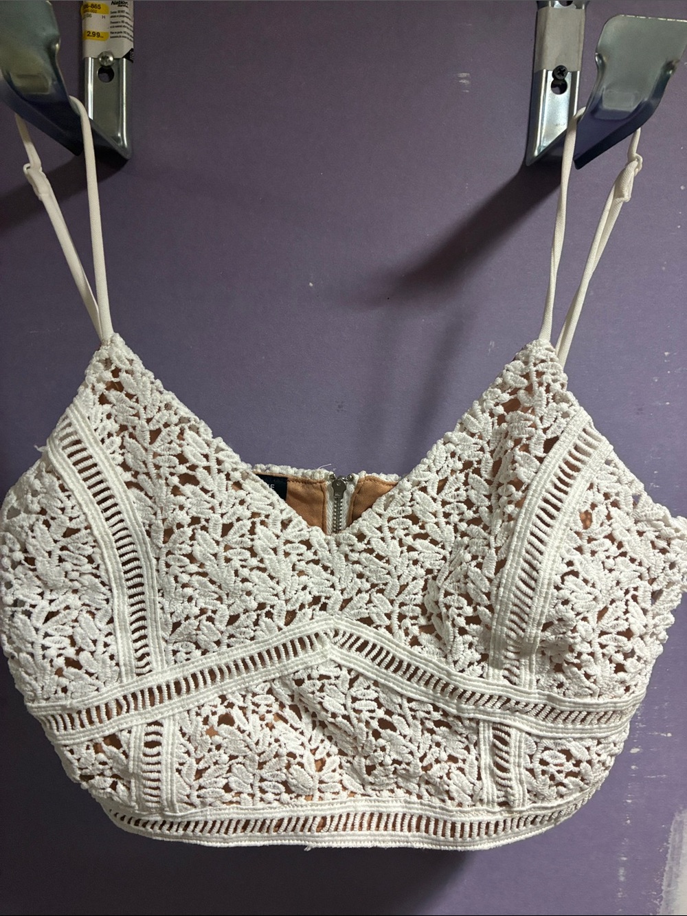 Kendall & Kylie White Crochet Bralette with Nude Lining
